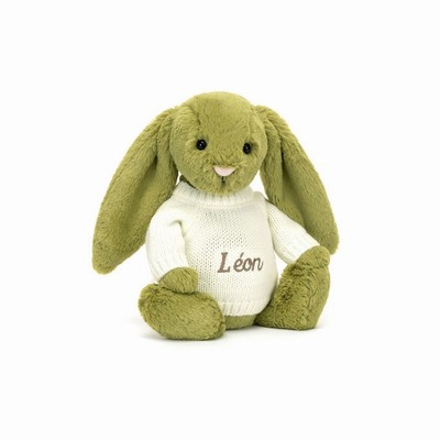 Jellycat Bashful Moss Conejo with Cream Jumper | IFZT-07238